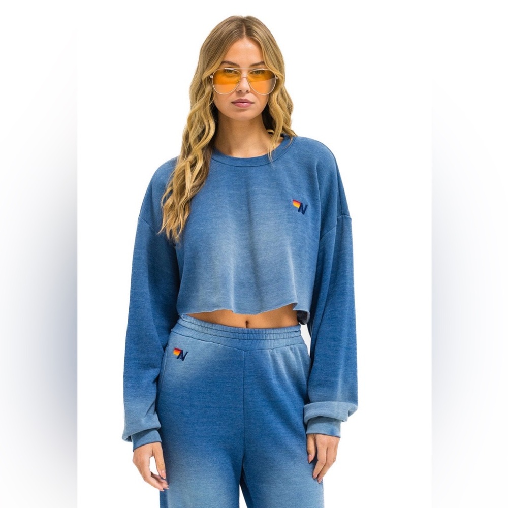 Aviator Nation Essential Cropped Crew Sweatshirt